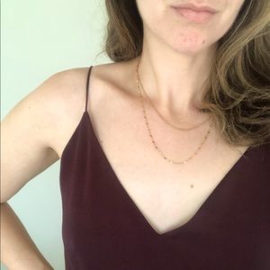 Agapantha Jewelry Gold Fill Double Strand Necklace Chain Delicate Layering 14K